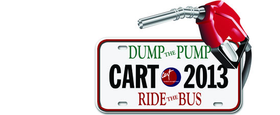 It's time to Dump the Pump! Join CART on the bus fare free June 20. Free T-shirts will be given away while supplies last. Click on the pump at right for details.
